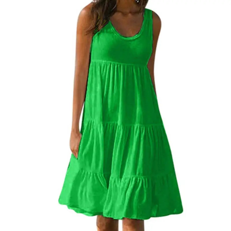 MP | Jocoo Jolee Women Causual O krku bez rukávov s volánom Mini šaty Boho Solid Beach Sundress Oversized Loose Dress 2023 Leto