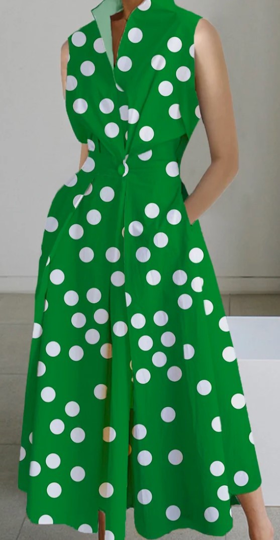 MP | Dámy letné hojdačka módne Polka Dot tlačidlo šaty