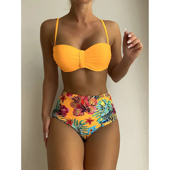 MP | Elegantné bikiny s vysokým pásom a kvetinovým vzorom