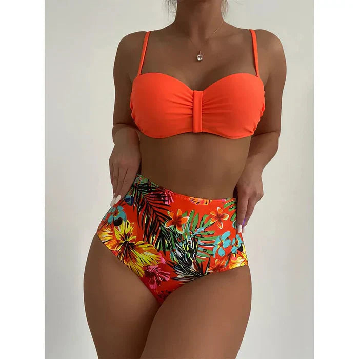 MP | Elegantné bikiny s vysokým pásom a kvetinovým vzorom