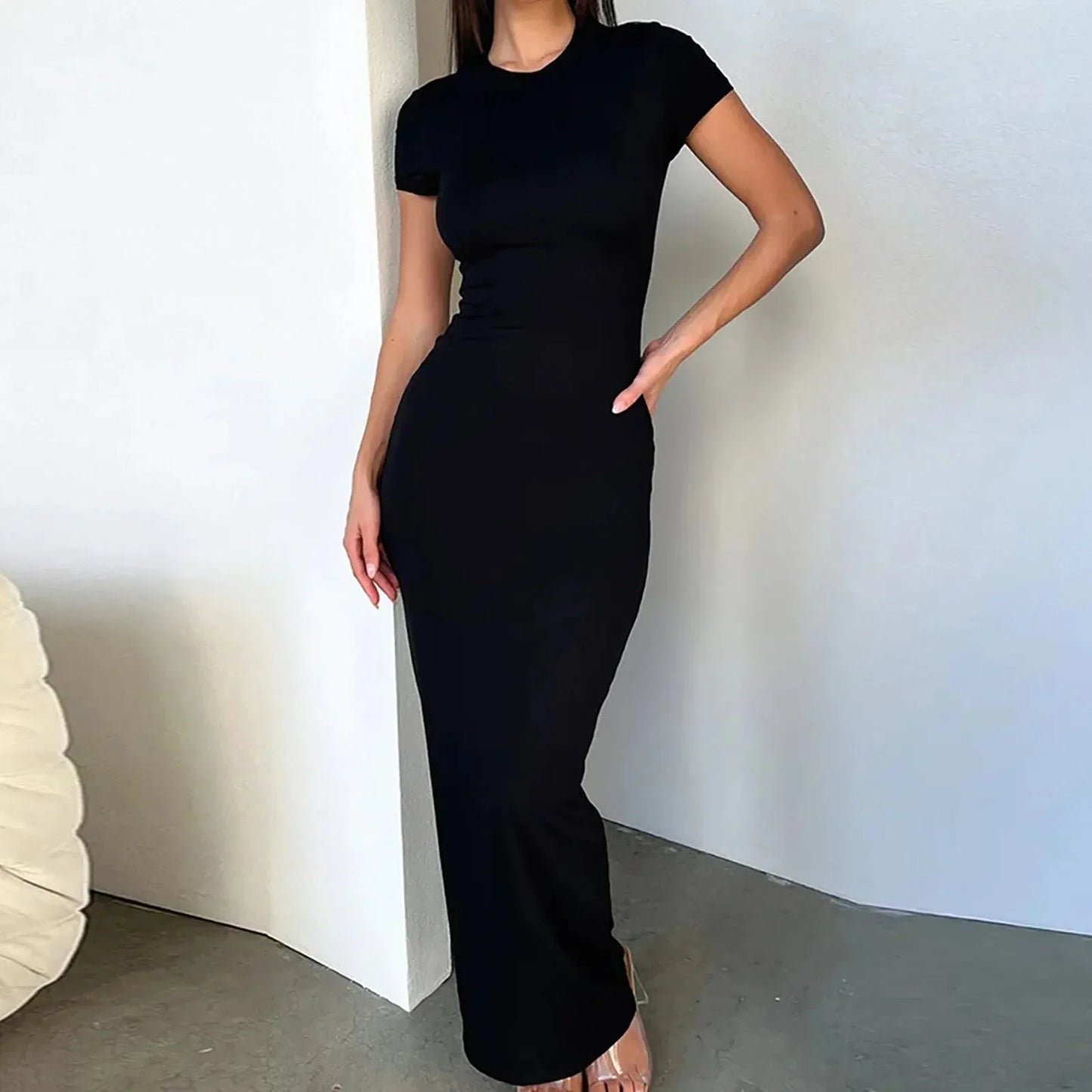 MP | Bodycon maxi šaty s krátkymi rukávmi