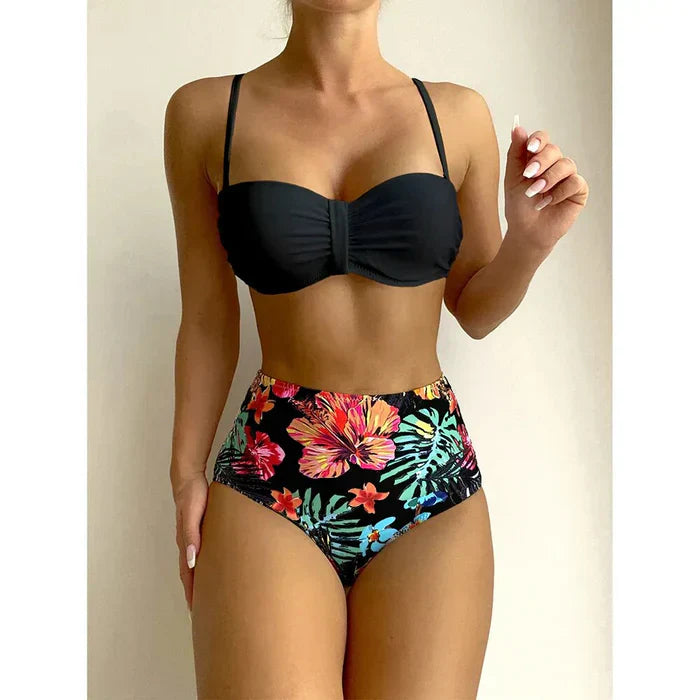 MP | Elegantné bikiny s vysokým pásom a kvetinovým vzorom