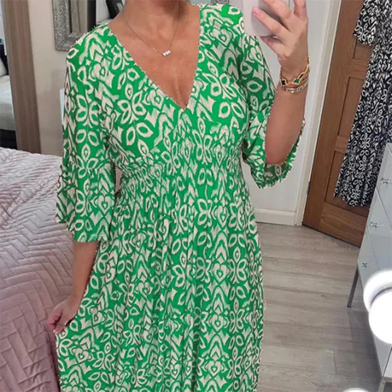 MP | Ležérne boho šaty s výstrihom do V a polodlhými rukávmi