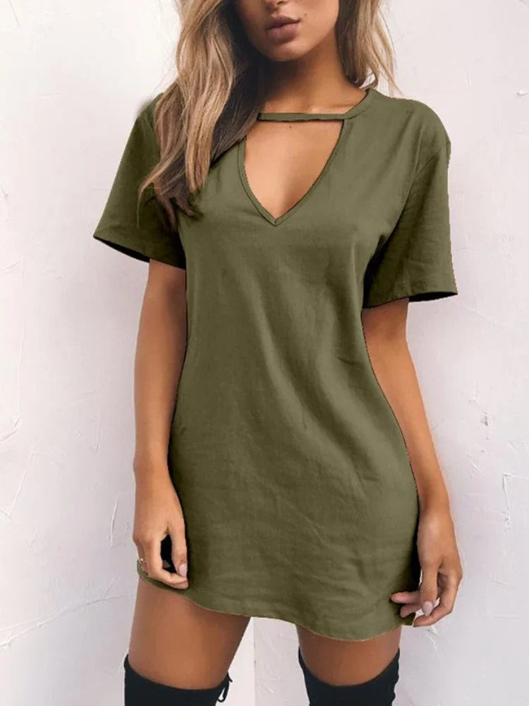 MP | Sexy elegantné šaty Wrap Deep V krku vystrihnúť voľné šaty ženy jednofarebné krátky rukáv Mini šaty Club Party Vestidos