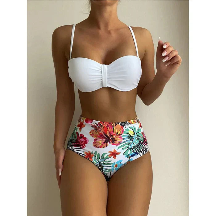 MP | Elegantné bikiny s vysokým pásom a kvetinovým vzorom