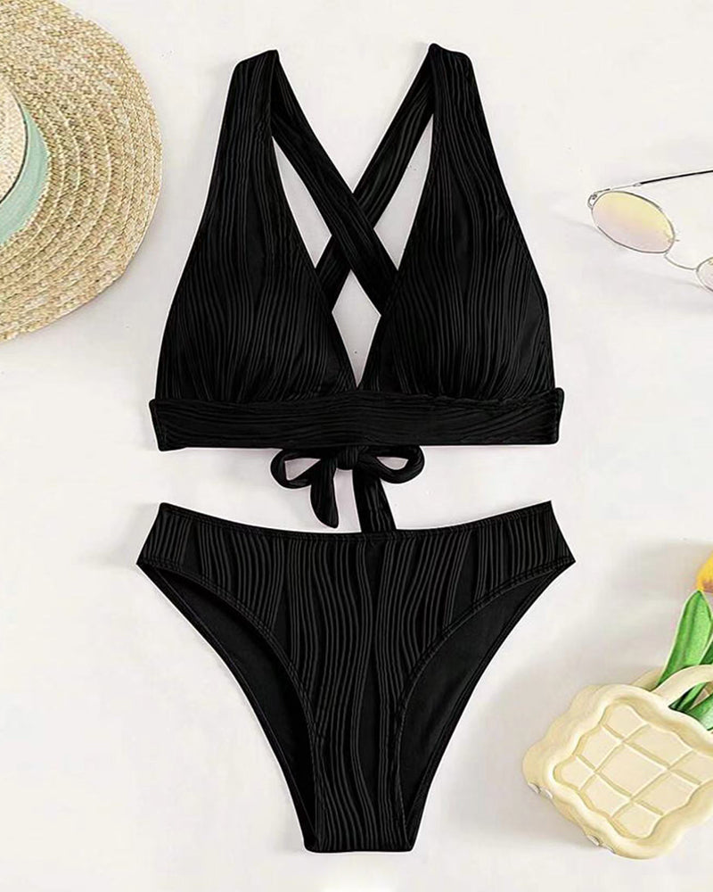 MP | Jednofarebné sexy bikiny s hlbokým výstrihom do V