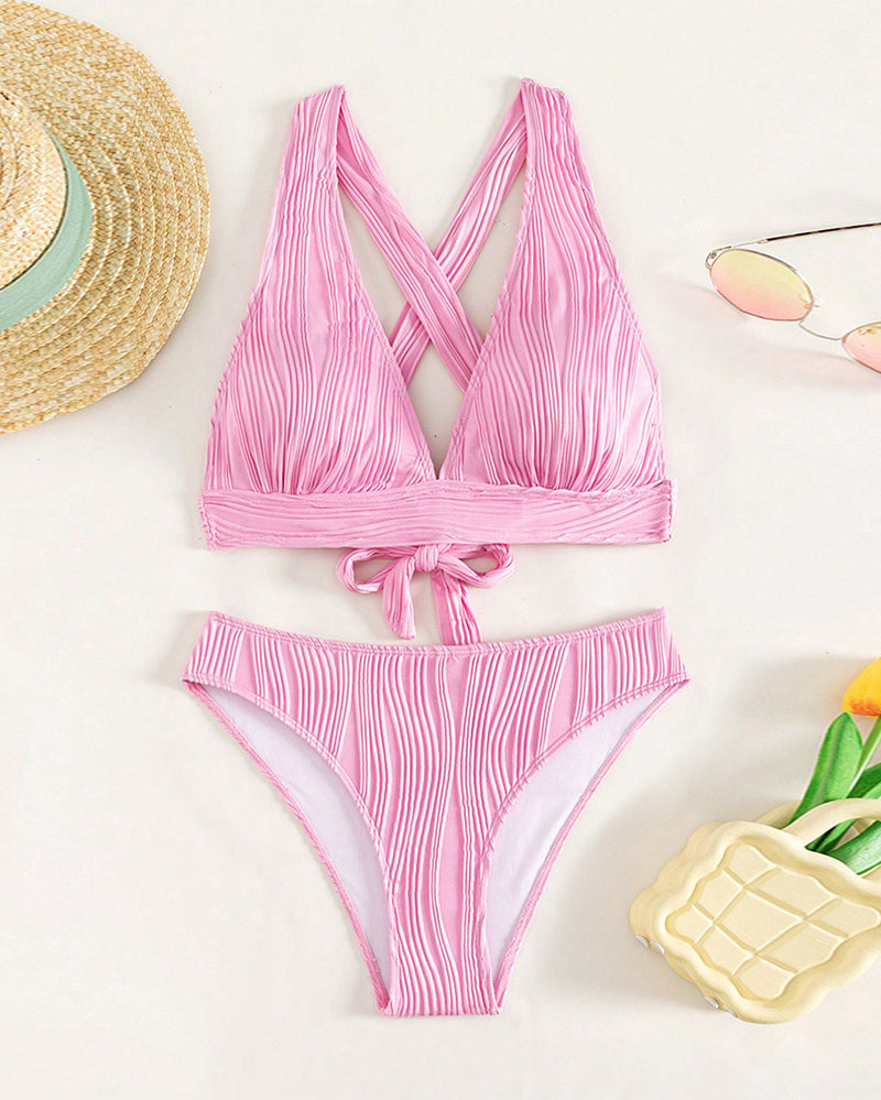 MP | Jednofarebné sexy bikiny s hlbokým výstrihom do V