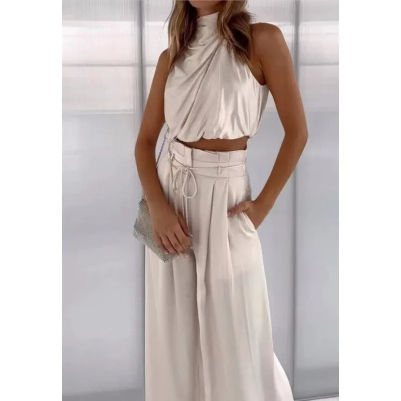MP | Crop top s výstrihom a širokými nohavicami