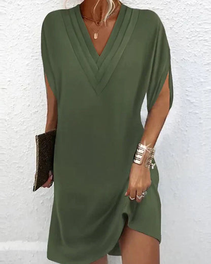 MP | Elegantné plisované letné mini šaty s výstrihom do V