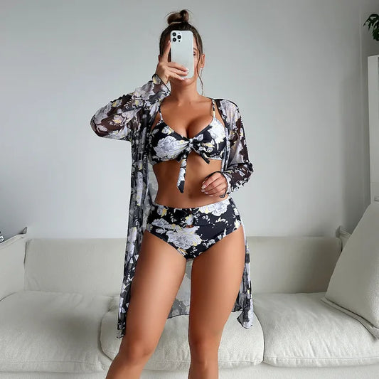 MP | Elegantné letné bikiny s vysokým pásom a kvetinovým vzorom
