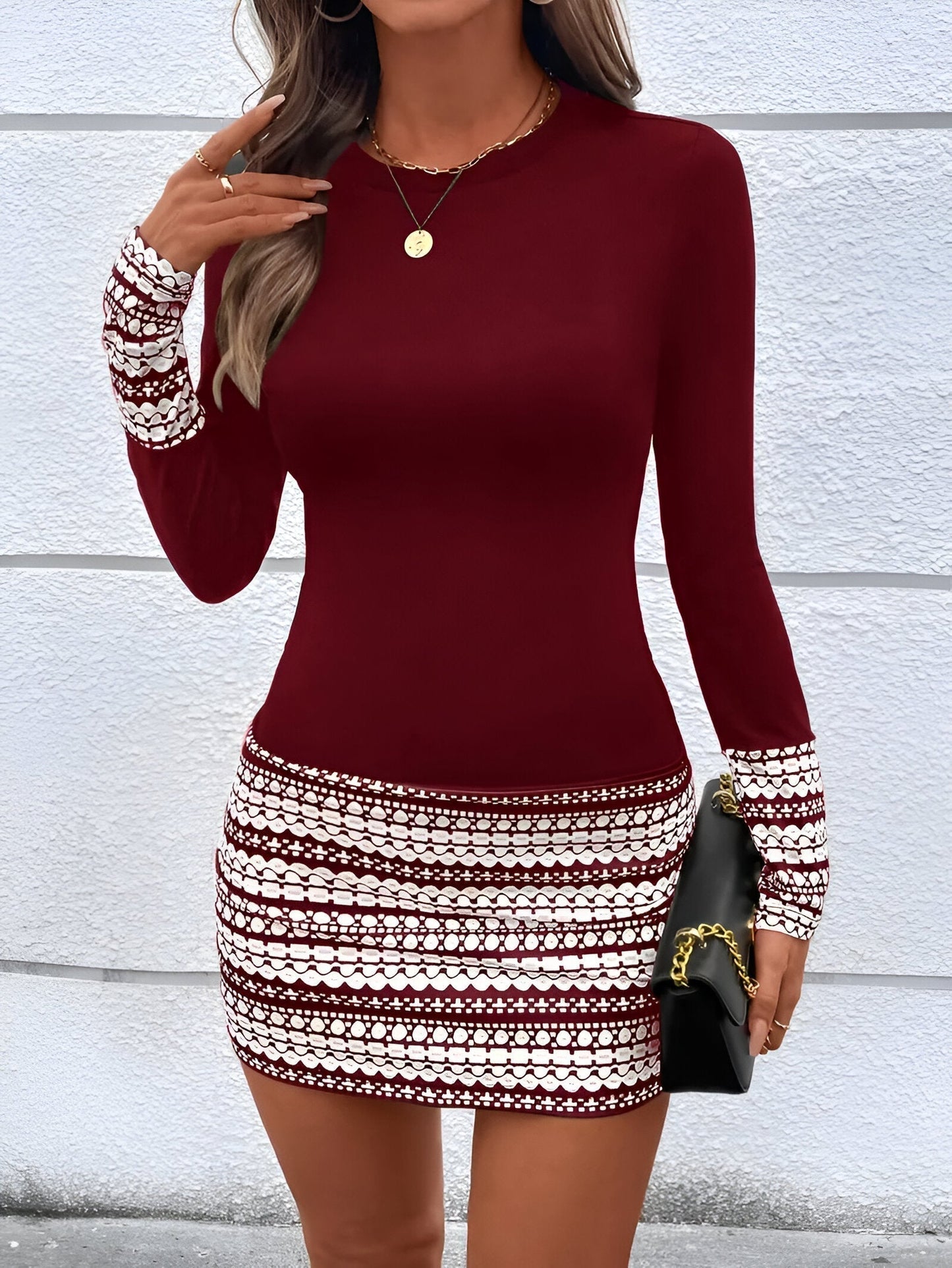MP | Pruhované bodycon mini šaty s okrúhlym výstrihom