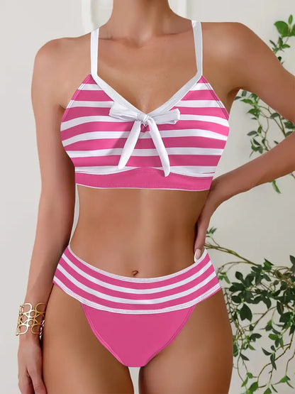 MP | Sexi bikiny s pruhovanou potlačou a uzlom do V