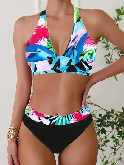 MP | Štýlové bikiny s náhodnou potlačou Halter Cross
