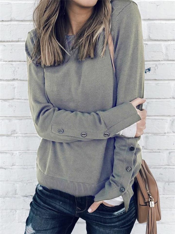 Casual Style Long Sleeve Solid Color Sweatshirt Shopvhs.com