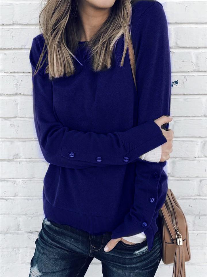 Casual Style Long Sleeve Solid Color Sweatshirt Shopvhs.com