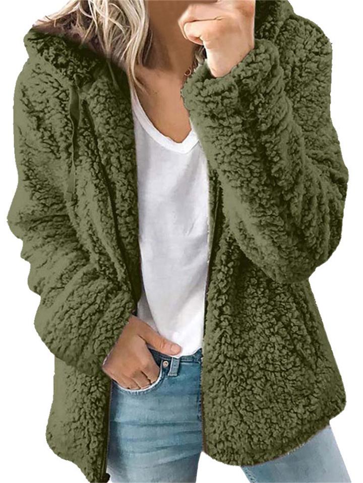 Extra Cozy Full Zipper Pocket Woolen Fur Hooded Coat Shopvhs.com