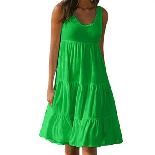 MP | Jocoo Jolee Women Causual O krku bez rukávov s volánom Mini šaty Boho Solid Beach Sundress Oversized Loose Dress 2023 Leto