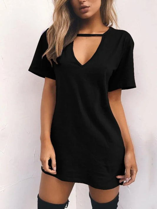 MP | Sexy elegantné šaty Wrap Deep V krku vystrihnúť voľné šaty ženy jednofarebné krátky rukáv Mini šaty Club Party Vestidos