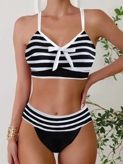 MP | Sexi bikiny s pruhovanou potlačou a uzlom do V
