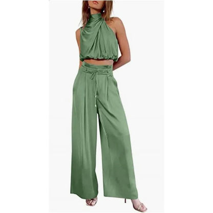 MP | Crop top s výstrihom a širokými nohavicami