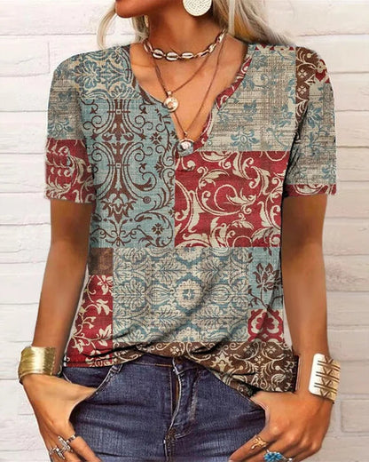 MP | Top s dlhými rukávmi a boho patchworkovou potlačou